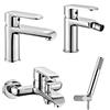 Inbagno Set miscelatori rubinetteria bagno lavabo bidet e vasca da bagno con doccetta, completo di accessori, in ottone cromato, Dalila (Set lavabo bidet vasca con doccetta)
