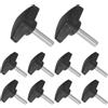 CoCud 10Pz Manopole Zigrinate Vite Filettatura Maschio M6 x 25mm | Testa Zigrinata, Vite Serraggio a T Plastica, Perno Filettato Manopole Manuali Impugnatura, Applicazioni Macchinari
