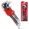 Meiwaltee 9 Pezzi Braccio Extra Lungo Set di Chiavi a Brugola, Professionali Metriche Multicolour Chiavi Esagonali Testa a Sfera 1,5-10mm Per DIY Auto e Biciclette Riparazione-Acciaio Cr-V.