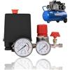 TICFOX Pressostato Compressore Aria 4 Fori, Regolatore di Pressione Interruttore del Compressore, Piccolo compressore d'aria pressostato valvola di controllo collettore regolatore di rilievo con indicatori