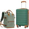 COOLIFE Valigia Bagaglio a Mano 55x35x20, Zaino Bagaglio a Mano 40x30x20 | Valigia Ryanair per Viaggi Brevi, Leggera in ABS+PC, Lucchetto TSA, Cerniera YKK, Maniglia Telescopica, Ruote Girevoli a 360°