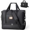 Lekespring Borsone da Viaggio 40x20x25 Ryanair, Bagaglio a Mano Donna Grande con Scomparto Scarpe, Borsa da Cabina Espandibile per Aereo Ospedale Nascita Palestra Weekend Lavoro, Nero, 20-29L