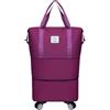 Generic Valigie con ruote Borsa per bagagli pieghevole espandibile Borsa da viaggio rimovibile con ruote Carry On Large Duffel Bag Bagaglio 22x14x9, Rosa acceso, Taglia unica