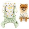 SMALLLEE_LUCKY_STORE Tuta intera per cani di piccola taglia, motivo floreale, con anello a D e maniche a sbuffo, camicia estiva per cuccioli primaverili, pantaloni a nido d'ape, chihuahua, Yorkie, un