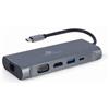 Gembird Adattatore multiporta Gembird A-CM-COMBO7-01 USB Tipo-C 7-in-1 Hub3.0 + HDMI + VGA + PD + lettore di schede + audio stereo Grigio siderale [A-CM-COMBO7-01]