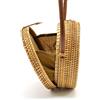 OUTLEYNY OUTLETNY Borsa a tracolla in rattan, da spiaggia, in paglia intrecciata, da donna, realizzata a mano, con tracolla in pelle e chiusura a scatto, Marrone (Earthen), Large