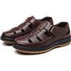 EKSMA Sandali da uomo con punta chiusa, sandali casual fatti a mano di grandi dimensioni, scarpe da spiaggia alla moda con trafori.(Brown,EU 46)