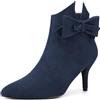 Allegra K Stivaletti da donna a punta con fiocco e tacco a spillo, blu navy, 39 EU