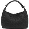 Generic HJDMO Borsa a mano in tessuto da donna in ecopelle borsa hobo con chiusura a zip borsa a tracolla lavoro quotidiano nero beige marrone caffè grigio, Nero [opaco], 21cm×12cm×13.5cm