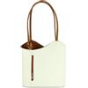 Belli Zaino in pelle italiana Classic 2 in 1, da donna, realizzato in Italia, borsa a tracolla, 28 x 28 x 8 cm (larghezza x altezza x profondità), crema cognac struzzo, 28x28x8 cm