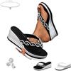 Generic Sandali da donna con zeppa con strass, infradito da donna, casual, con punta aperta, senza lacci, con plateau, tacco a zeppa con strass, scarpe da festa di nozze