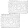 ACOLY 2 pezzi centrini rettangolari fatti a mano all'uncinetto centrini da tavolo in cotone tovagliette da tavolo in pizzo sottobicchiere 30 x 45 cm (bianco)