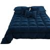 PETTI Artigiani Italiani - Trapunta in Morbido e Caldo Velluto 350 g/m², Piumone Piazza e Mezza, Double Face, Trapunta Piazza e Mezza: 220x260 cm, Blu, 100% Made in Italy