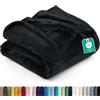 Utopia Bedding, Coperta in pile per letto matrimoniale, colore nero (152 x 203 cm), coperta ultra morbida in microfibra felpata, leggera, calda e confortevole, per letto e divano, regalo per tutte le