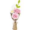 JOROBURO Bouquet di Fiori Lavorato a Maglia All'uncinetto, Bouquet Lavorato a Maglia Fatto a Mano Fiori di Rose Fatti a Mano, Girasole Finto, Margherita Rosa con Foglie Verdi per Anniversari di Matrimonio,(#2)