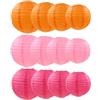 KACZUS Lanterne di Carta 12 Pz, Set Misto 10/15/20/25 Cm, Colori Arancio/Rosa/Fucsia, Leggere e Montaggio Rapido per Decorazioni Matrimonio e Festa Giardino
