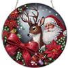 Bowetile Diamond Painting Pendente Adulti Bambino con Babbo Natale e Renna, Natale Diamond Painting Kit Completo principiante, Insegna per Porta Kits Appendere da Parete Appeso Kit per Decorazioni