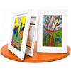 BALA® Cornice Portadisegni A4 Bianca Set da 2 - Conserva ed Espone fino a 120 Disegni per Bambini, Apertura Frontale Magnetica, da Appendere o Appoggiare, Ideale per Asilo e Scuola
