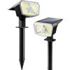 SUNNMO Faretti Solari a LED da Esterno con Sensore di Movimento, Lampade Luci Solari da Giardino Potenti 104LED 3Modalità, Faretto LED da Esterno Solare Giardino IP65 Impermeabile Luce Fredda, 2 Pezzi