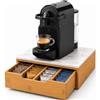 Shally Dogan Portacapsule Contenitore con Cassetto e Piano in Vetro Temperato Effetto Marmo, Portacialde Organizer da Cucina, Ufficio, Coffee Station con Struttura in Bambù 31,5 × 30 × 10 cm