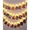 BELLALICHT Catena luminosa a LED per foto, 6 m, 40 LED, clip per foto a batteria, con scatola per batteria per soggiorno, Natale, matrimoni, feste, colore giallo caldo