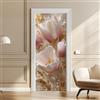 arricraft 2 adesivi per porta autoadesivi, 80 x 200 cm, fiori 3D, tulipani luminosi e perle, in PVC, rimovibili, decorazione per camera da letto e soggiorno