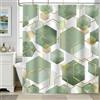 hometrixx Tenda Doccia Moderno 180 x 180 cm Verde Salvia Marmo Astratto Geometrico Poliestere Impermeabile Tenda Vasca da Bagno con 12 Ganci Lavabile in Lavatrice per Casa Hotel