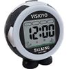 VISIOYO Sveglia Parlante Italiano con Annuncio Automatico - Orologio Digitale da Tavolo a Forma di Pallone per Anziani e Non Vedenti, con Funzione Vocale (Nero)