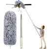 Newliton Spolverino in microfibra per la pulizia con prolunga telescopica (acciaio inossidabile) Spolverino estensibile da 30 a 100 per la pulizia di ventilatori a soffitto alto, tapparelle, battiscopa.