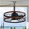 HUYOY Ventilatore Da Soffitto con luce led e telecomando silenzioso IP65 Impermeabile Esterno Dimmerabile Plafoniera con ventilatore Gabbia Lampada de Soffitto con Ventilatore per Camera da Letto Soggiorno