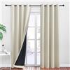 PONY DANCE Tende Oscuranti 100% per Interni - Tenda Termica Isolante Freddo e Caldo Tende per Salotto con Anelli Tende Soggiorno Moderne 2 Pezzi 140x240 CM, Beige Chiaro