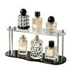 luopeidian Porta Profumi, Espositore Profumi, Doppio Livello in Acrilico Argento e Nero Moderno, Make Up Organizer con Struttura Metallo, Portaprofumi da Camera per Toeletta Bagno e Camera da Letto, 1 Pezzo