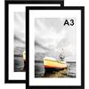 Hiyzaun Cornice portafoto in formato A3, 2 pezzi, 29,7 x 42 cm, con supporto A4, cornice nera per poster formato A3, con parte anteriore in plexiglas