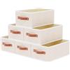 OUTBROS 6 Pezzi Scatole Portaoggetti, 41x25x16.5cm contenitori, Beige | Scatole armadio in tessuto con coperchio per vestiti, Cassettiera per armadio interno con maniglie