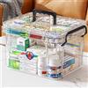 HIKENRI Scatola di Medicamenti, Scatola Organizzatore per Medicamenti Domestici, Scatola di Primo Soccorso, Scatola a Doppio Strato con Griglia Multipla, Portatile con Coperchio Scatola per la Conservazione