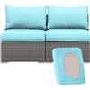 Hoowarm Copri Cuscino Divano da Esterno Copriseduta per Divano Grigio Elasticizzato 1/2/3 posti Copricuscini per Mobili da Giardino, per Patio, Terrazza e Uso Interno/Esterno(Azzurro chiaro,100-125cm (2pcs))