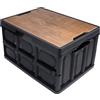 LHNNDM Contenitore pieghevole con coperchio, 55 l, impilabile, per armadio, auto, picnic, giocattoli, vestiti, libri (nero, 52 x 35 x 29 cm)