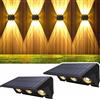 Delaiglow Lampade Solari da Esterno Alto e Basso Luce Solare LED Esterno Bianco Caldo Applique da Esterno Solare Impermeabilità IP67 2 Pezzi per Giardino Recinzione Muro