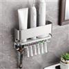 Gsocel Porta Spazzolino Elettrico senza Foratura, Acciaio Inox 304, Per 6 | Portaspazzolini da Bagno Autoadesivo, Argento, Porta Testine Spazzolino Elettrico da Parete, Organizer Salvaspazio, Elegante
