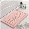 Hiseng Tappetino da Bagno Antiscivolo in Memory Foam, Morbido Assorbente Tinta Unita Tappetini Bagno Lavabile per Bagno, Doccia, Soggiorno, Cucina (50 * 80cm,Rosa)