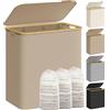 SONGMICS Cesto Portabiancheria con Coperchio a 3 Scomparti, Cesta per Bucato, 150L, Sacco Rimovibile, Tessuto Oxford, Manici di Bambù, Pieghevole, 60 x 38,5 x 70,5 cm, Marrone Cammello LCB515N02