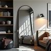 UTTQEW Specchio su piedistallo, 162 x 53 cm, specchio ad arco, grande da posare, con vetro robusto, specchi a tutta lunghezza, telaio in lega di alluminio nero per camera da letto, ingresso, soggiorno
