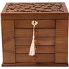 Changsuo Portagioie in legno da donna, scatola organizer in legno massello con serratura combinata per gioielli, orologi, collane, anelli, scatola portaoggetti (Ciliegia)