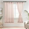 DWCN - Set di 2 tende in voile con galon arricciato aspetto lino semi-trasparente per soggiorno - Corte - Rosa blush - 160 x 140 cm (altezza x larghezza)