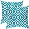 TreeWool - Confezione da 2 - federe copricuscino decorative con motivo a Ikat Ogee Accent, in Cotone (55 x 55 cm, Turchese/Turquoise)