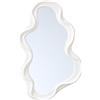 Mokoze Specchio asimmetrico a parete, decorativo unico creativo, ondulato funky 16,14x9,84, bianco con bordo irregolare per bagno e soggiorno
