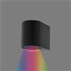 Partenopea® Applique lampada cubo da parete a muro gu10 max 10w led per interno esterno IP65 moderno faretto monoemissione (Tondo Nero, Luce RGB+BIANCA)