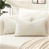 Artscope 2 Pezzi Federe Cuscini in Velluto a Coste per Divano 30x50cm Copricuscini di Bolla Geometrico Decorativa per Salotto Moderno Cuscino per Camera da Letto, Crema Beige