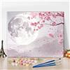 TISHIRON Dipingere con i numeri, per adulti, fiori di ciliegio e la luna fai da te, dipinto a mano, set da pittura a olio, su tela con pennelli, decorazione da parete, 40 x 50 cm