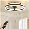 NIORSUN Ventilatore da Soffitto da Con Llluminazione, 3000-6500K 6 Velocità del Vento Regolabile, Dimmerabile, Luce LED da 40cm, Con Telecomando e App, Modalità Estate e Lnverno, Timer,Nero